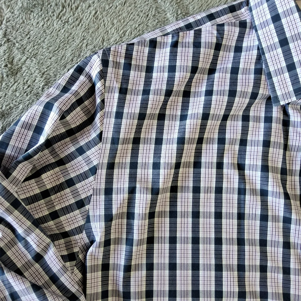 Mens Banana Republic XXL  Long Sleeve Button Down Purple Plaid Long Sleeve Shirt